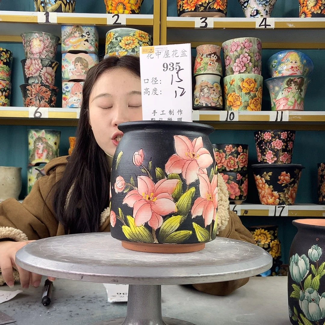 陶景德镇手工花盆935
