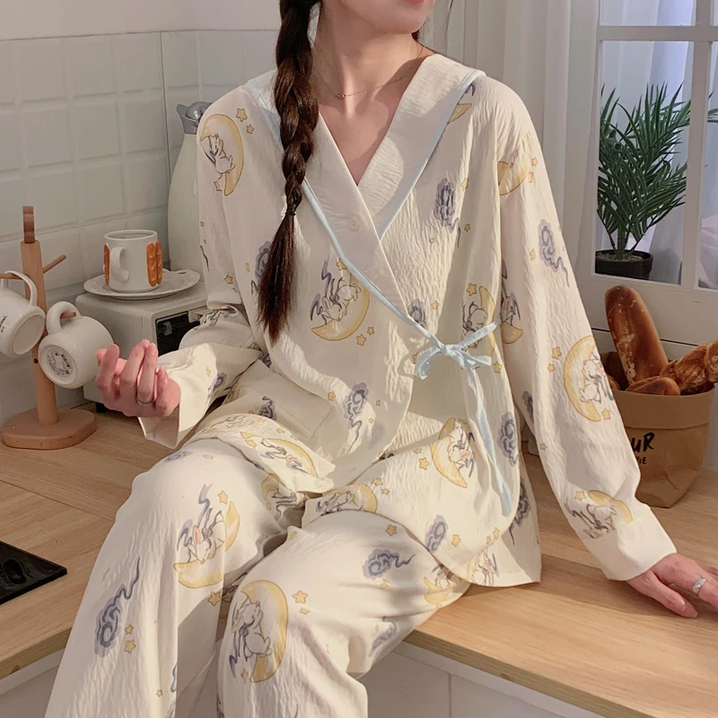 和服纱布月子服5月份夏季薄款产后纯棉全棉吸汗大码孕妇睡衣哺乳6