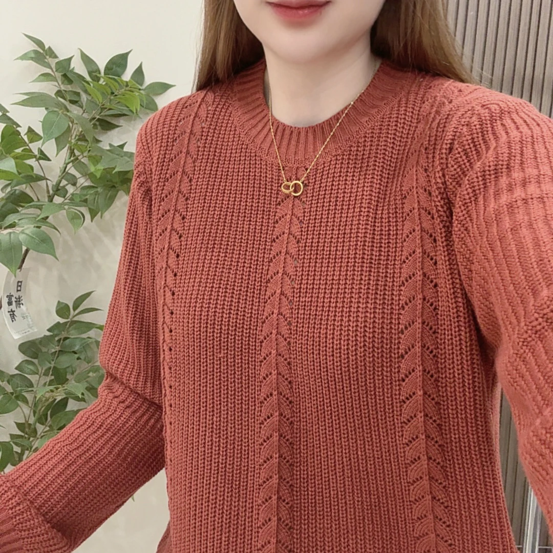 【长袖！】纯色经典够花针织衫圆领女装打底针织衫