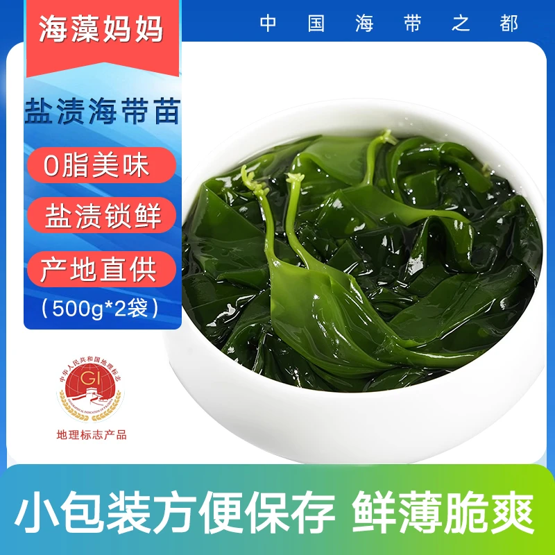 海藻妈妈 霞浦盐渍海带苗 1kg 海带嫩苗 火锅炖汤