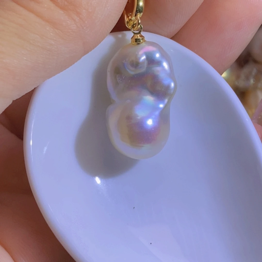 银S925镶嵌淡水珍珠天然淡水珍珠无染色无优化