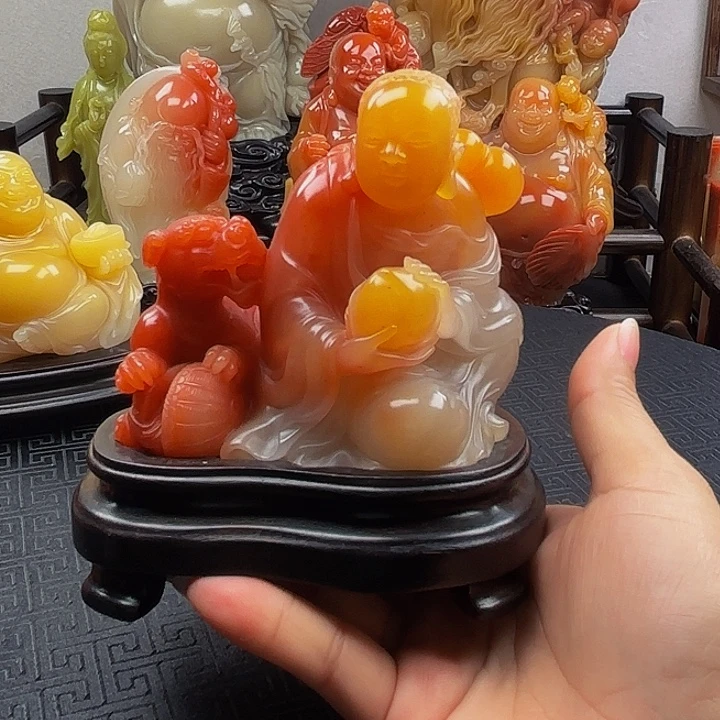 开***心寿山石罗汉大摆件