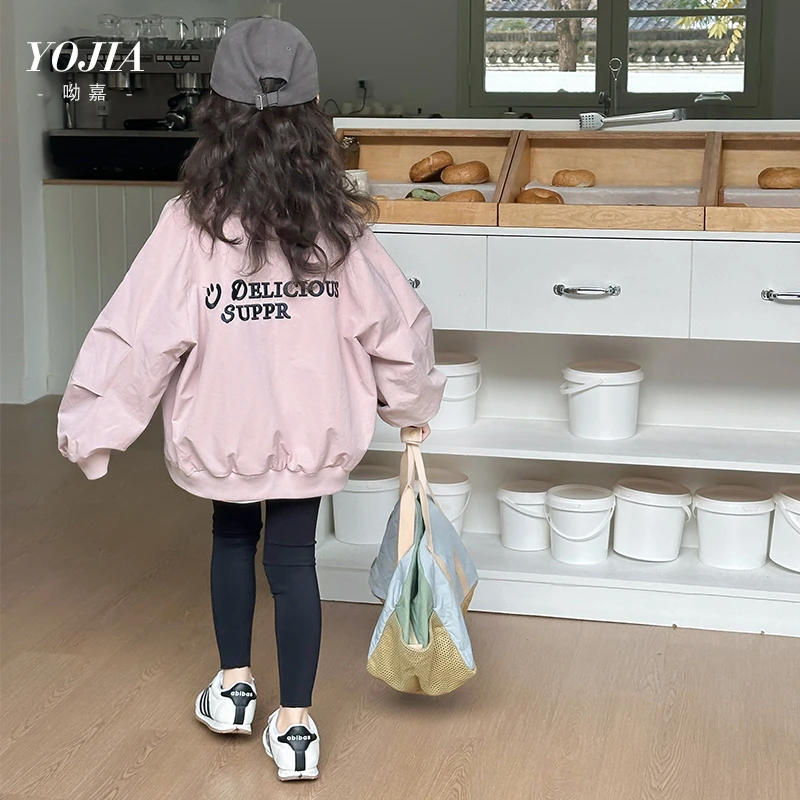 YOJIA女童棒球服外套春款2025新款洋气女孩休闲上衣儿童春装薄款