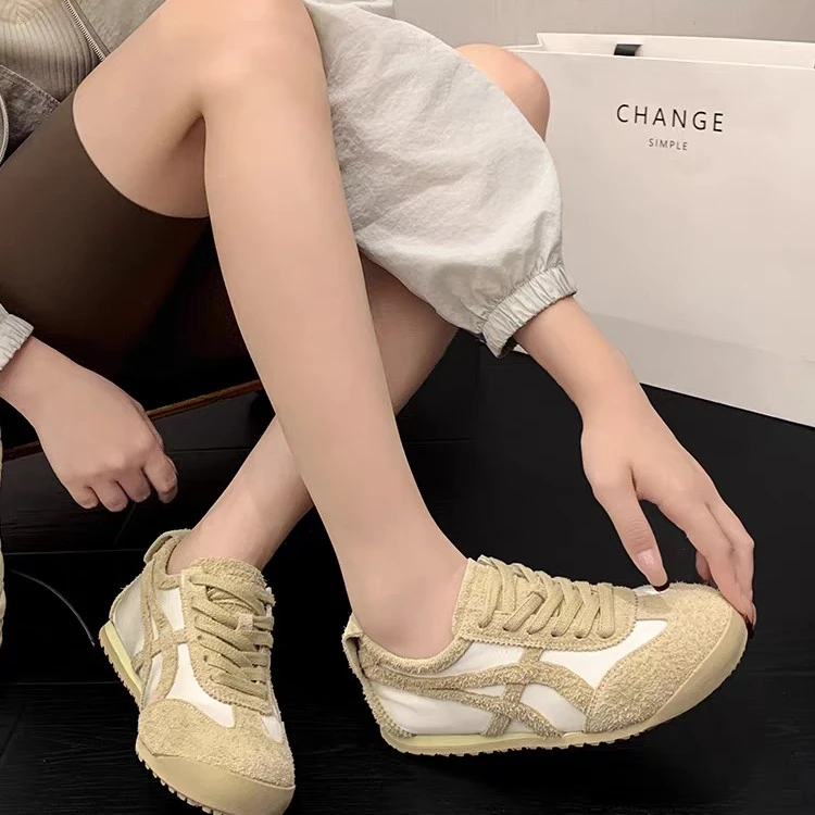 运动休闲平底德训鞋女2025新款鞋子女复古阿甘鞋真皮百搭透气单鞋