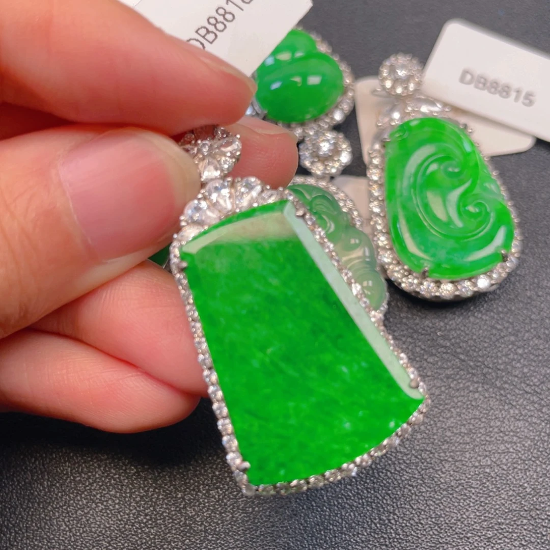 吊坠(不含链)银S925镶嵌翡翠