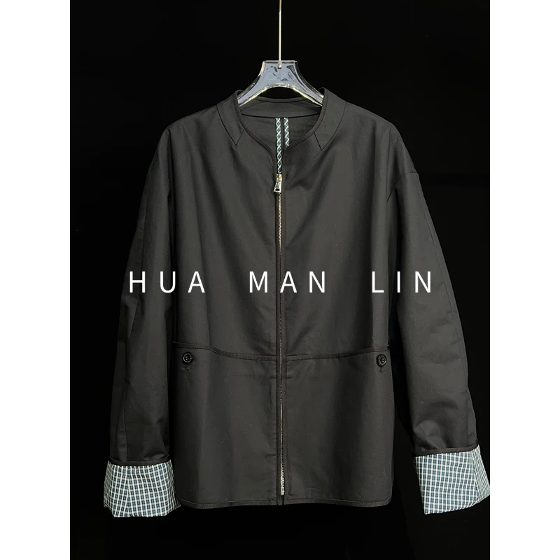 【花满林】立领拉链撞色辑边秋冬外套32498