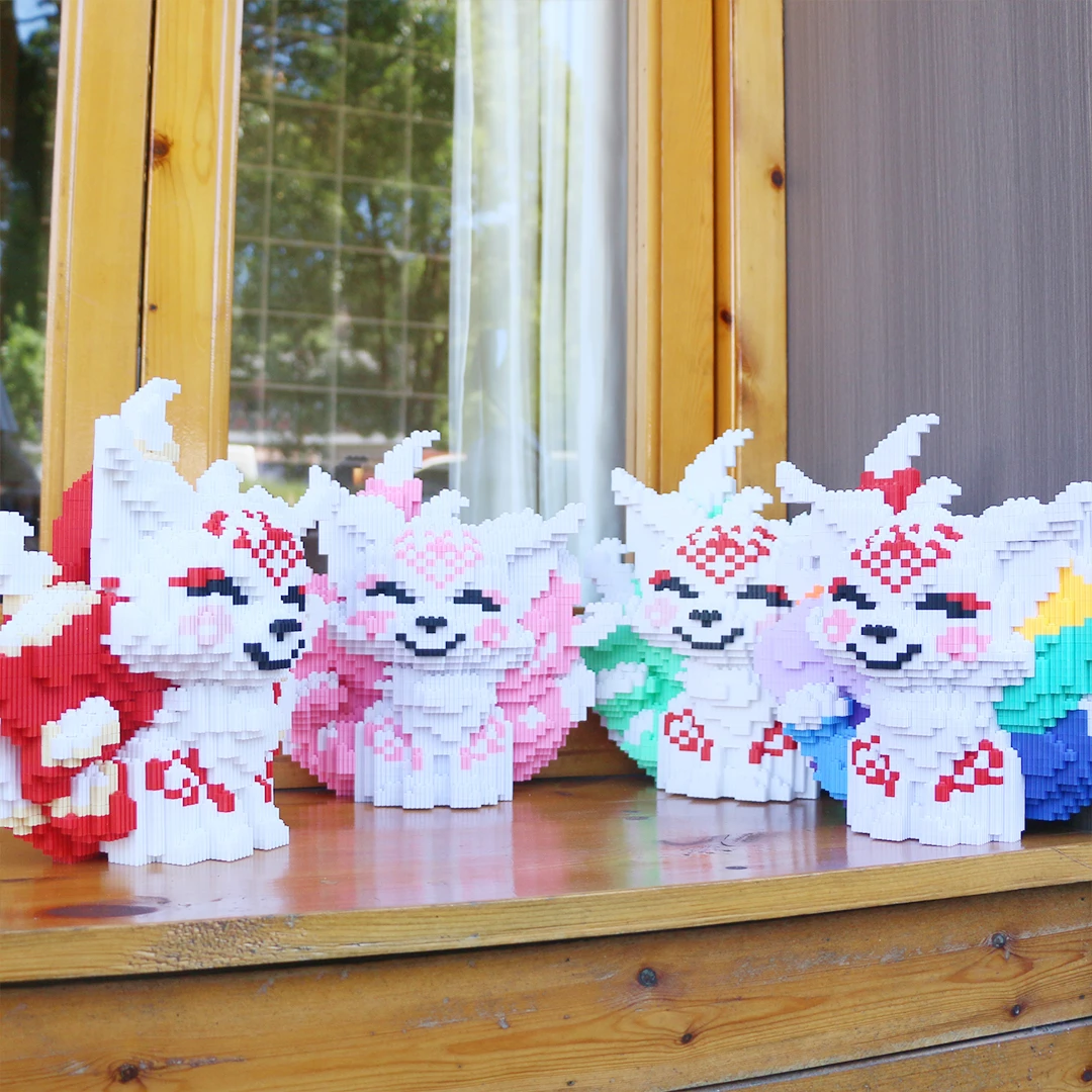 九尾狐积木成人高难度小颗粒拼装儿童益智拼图玩具摆件生日礼物