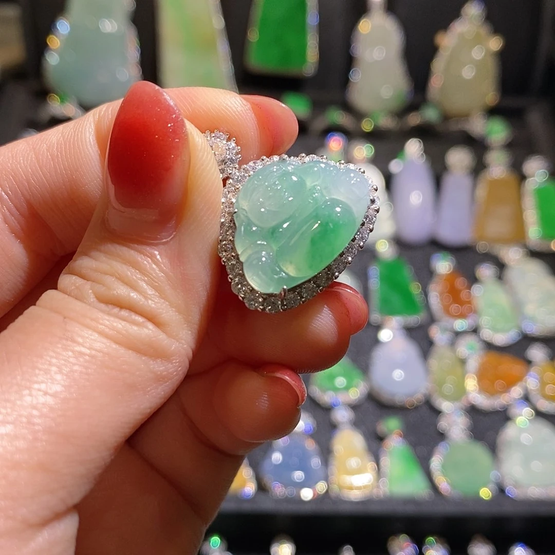 颈饰银S925镶嵌翡翠天然翡翠