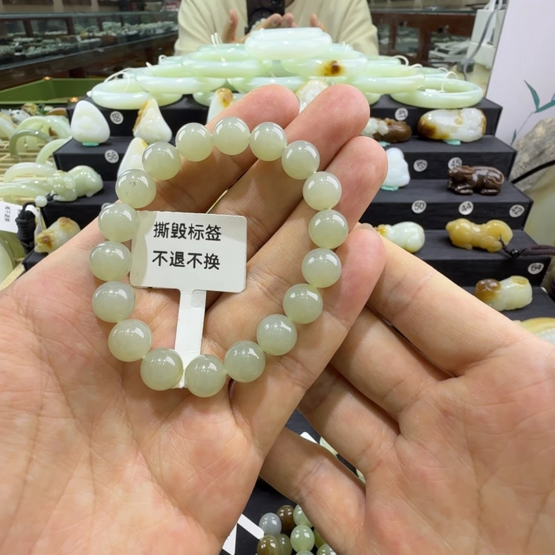 和田玉未镶嵌手串新疆和田玉高清白手串卡10