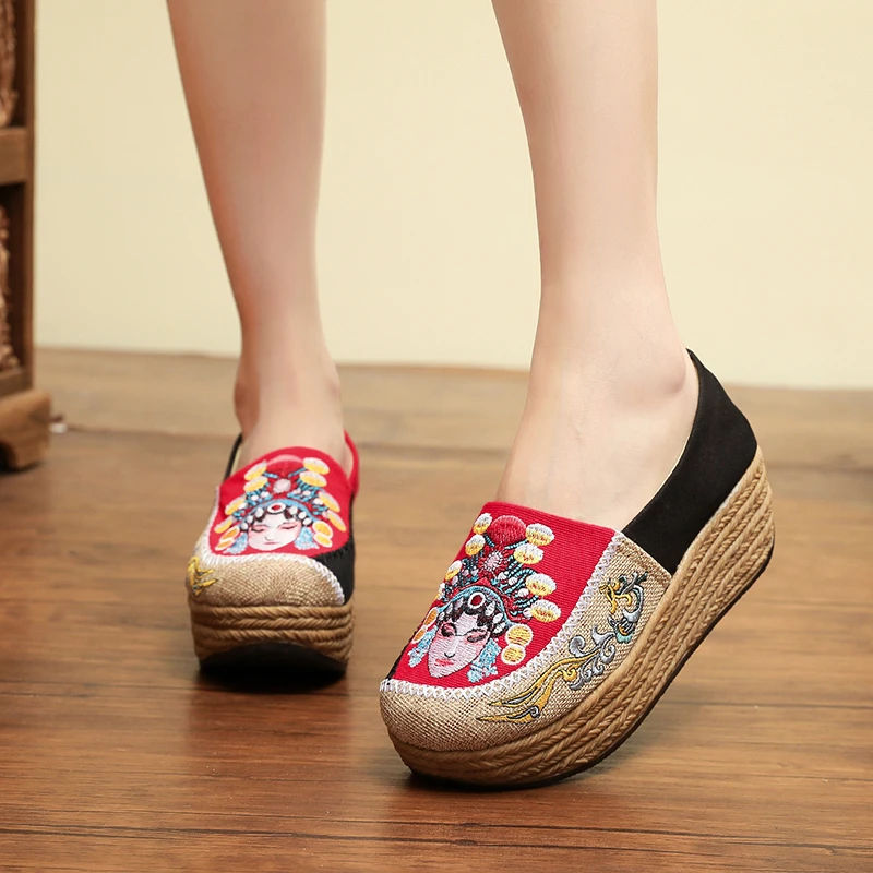 第一代底  1618-02 老底 民族风 京剧脸谱女鞋