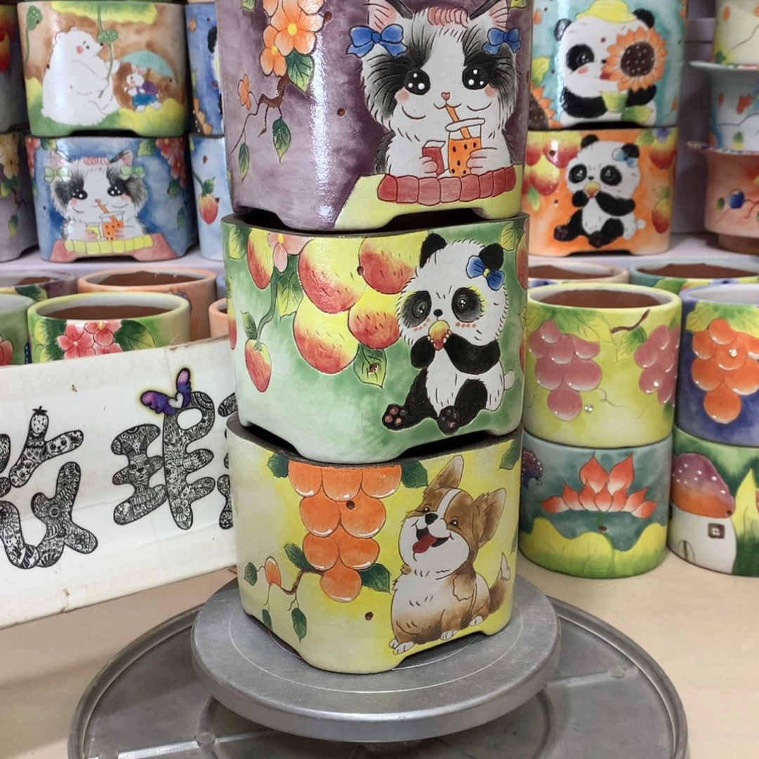 瑕疵花盆，手绘花盆