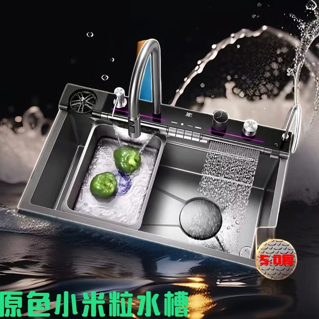 【JOMOW】九牧王智能恒温升级款钢琴键数显多功能304不锈钢水槽