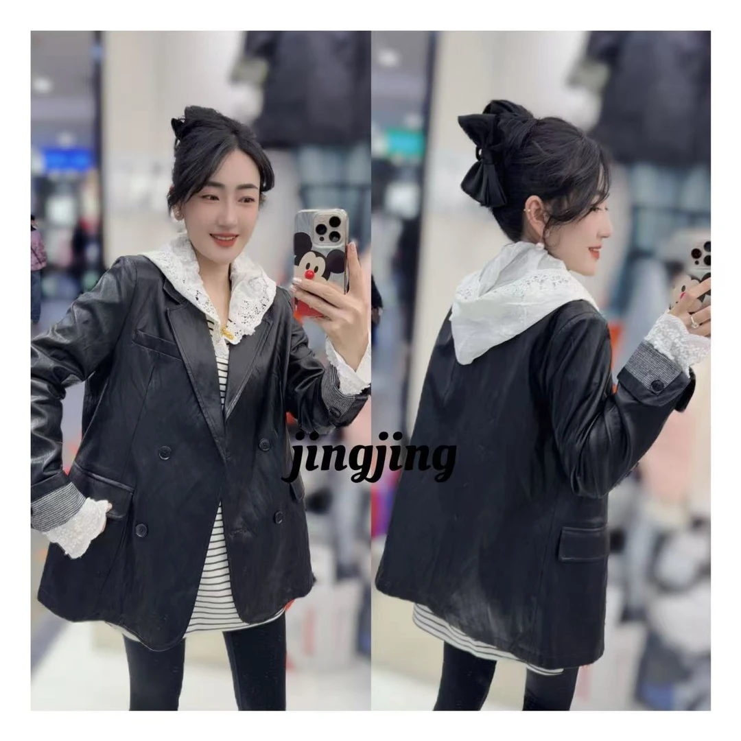 早春新款休闲百搭蛋白黑色外套（8080）