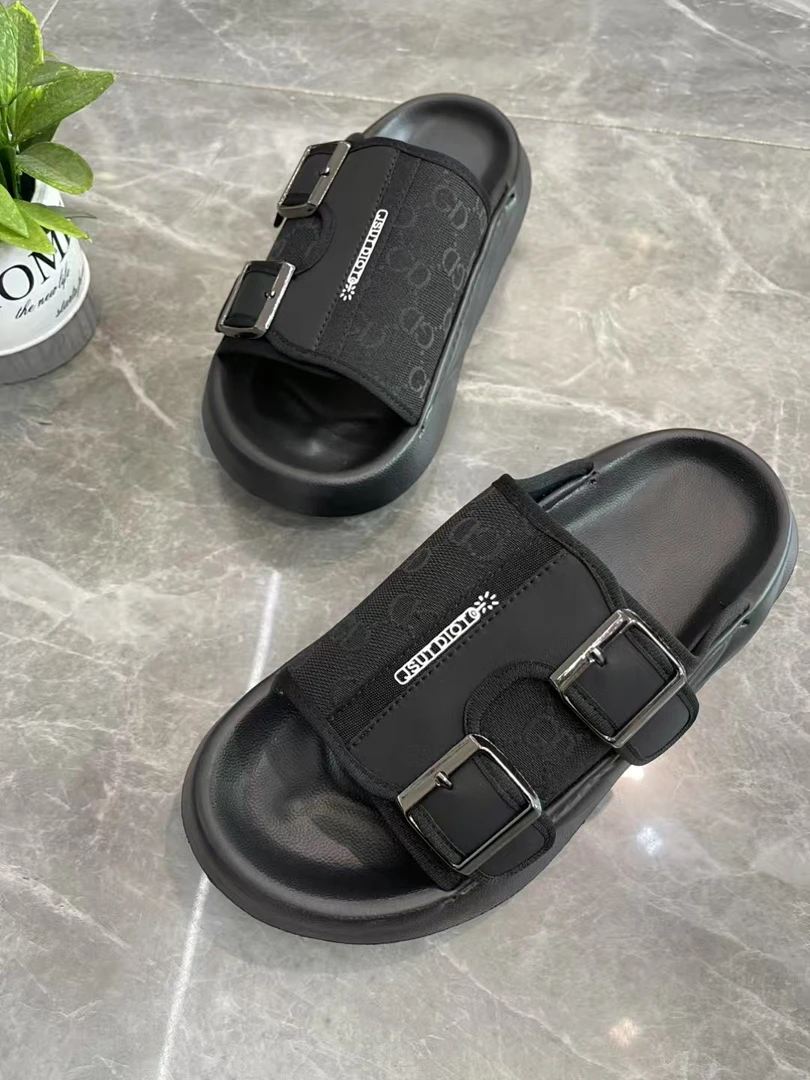 套筒露趾素面休闲风纯色沙滩鞋潮流韩版厚底男款软底