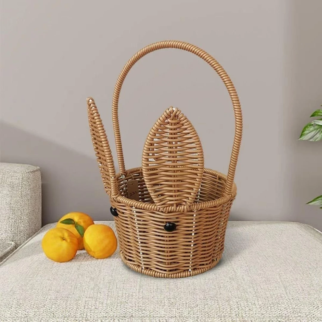 置礼菜葱蓝小提篮子棉绳塑料收纳野餐伴手编储物姜蒜编织仿藤水果