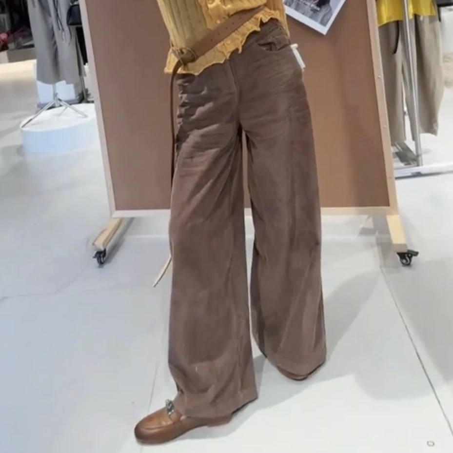 A5850刘梅家灯芯绒阔腿裤休闲裤