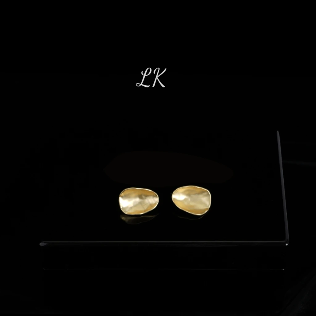 黄铜耳饰 不规则圆片气质高级银针耳环252A1305