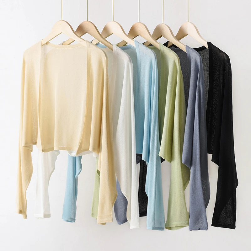 夏季薄款防晒披肩气质简约外搭短款防晒衣通勤百搭透气防晒开衫