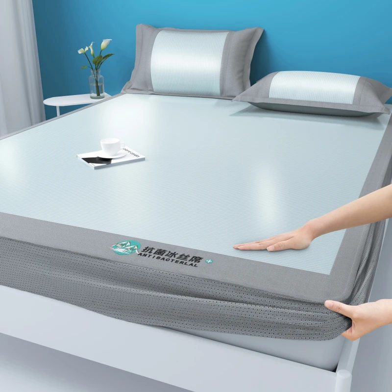 水星家纺适用2025新款高端冰丝凉席三件套床笠款夏季抗菌空调软席