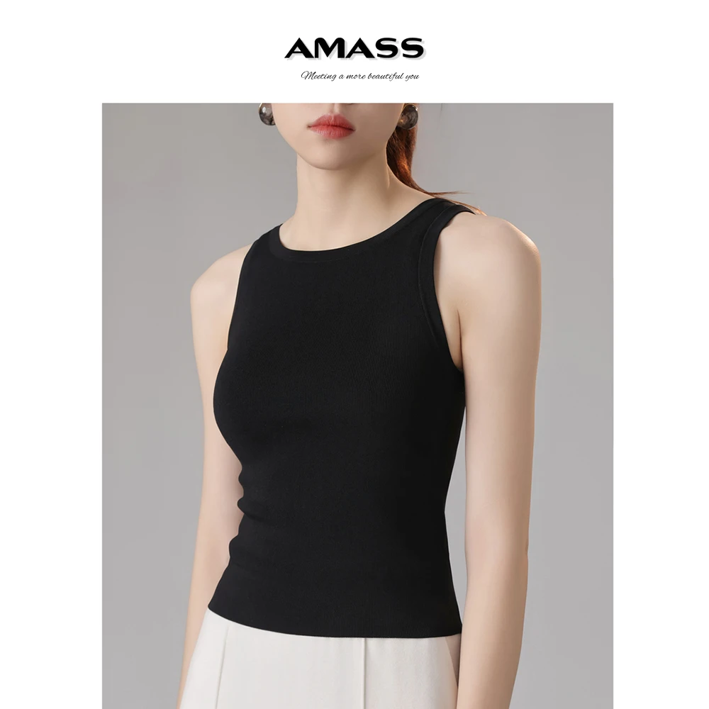 AMASS/阿玛施夏季清凉冰丝简约百搭圆领修身打底吊带背心5399688