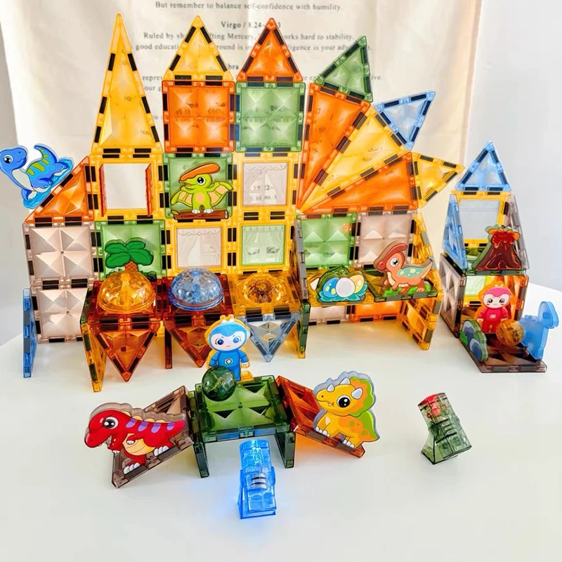 帝格大自然色钻面磁力拼图强磁积木生日礼物礼盒儿童磁力积木