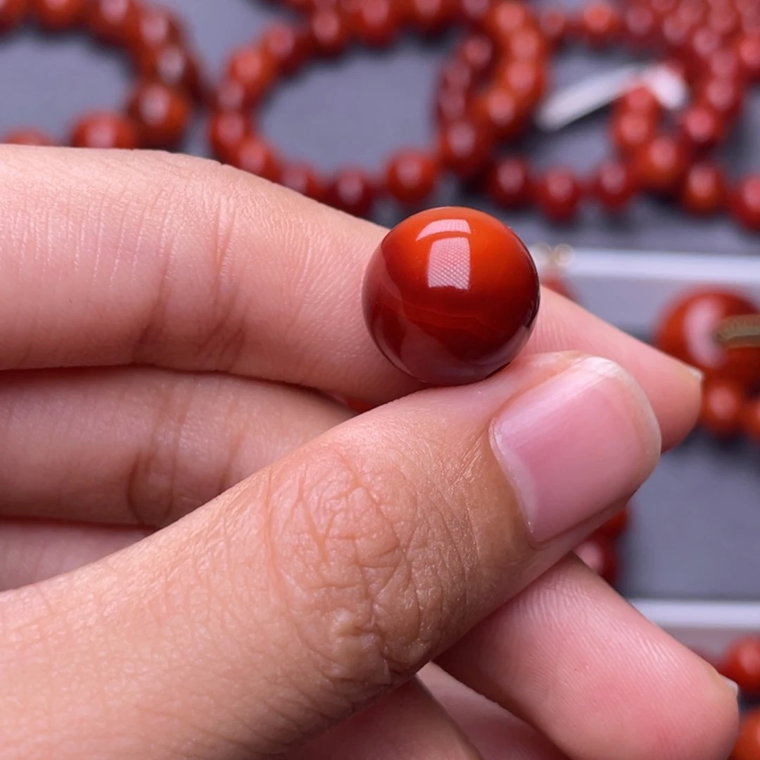 南红玛瑙其他未镶嵌人*y13mm瓦西双色单珠微纹