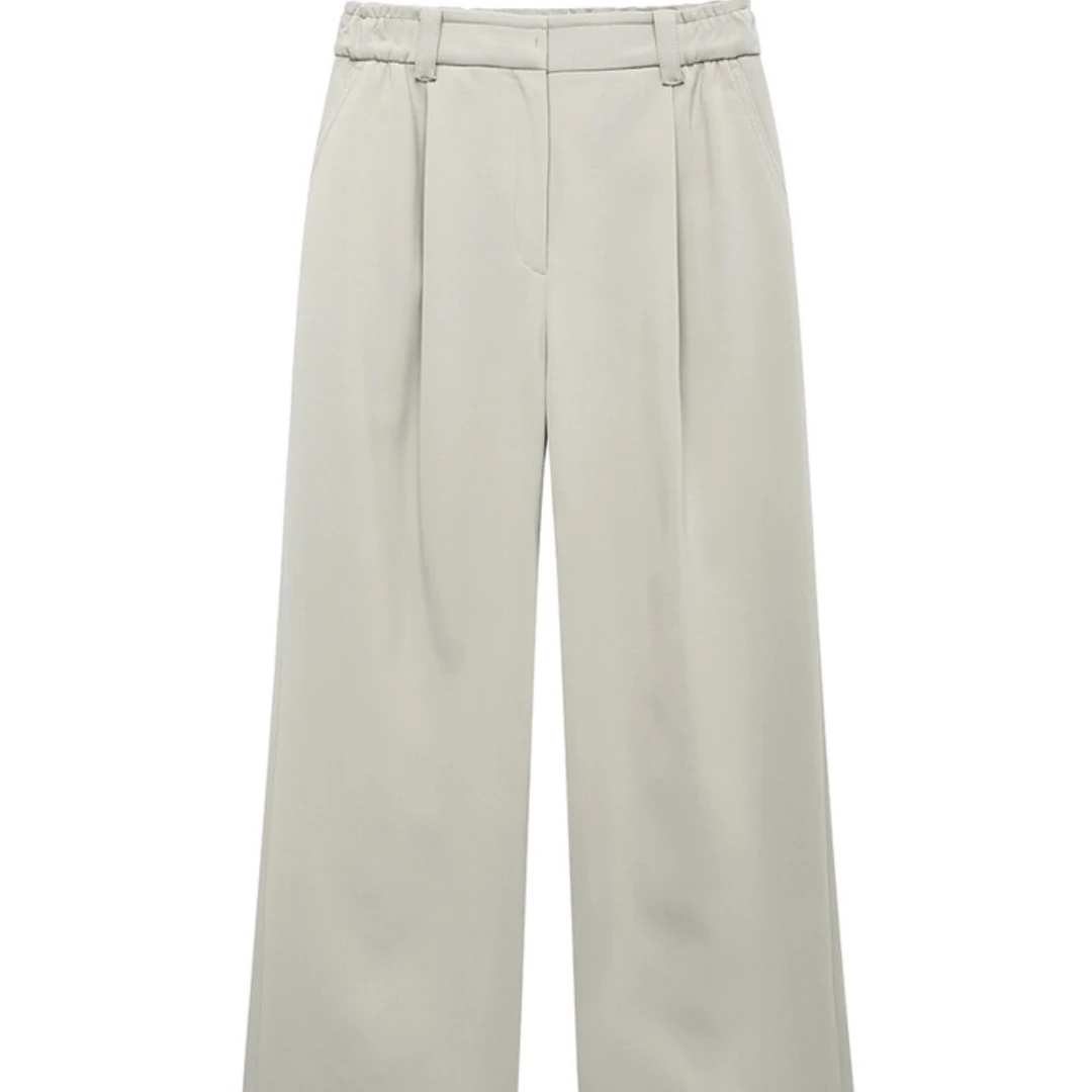 闪闪25年早春新款NIC***AUB原单款西裤高腰阔腿气质经典弹力腰裤