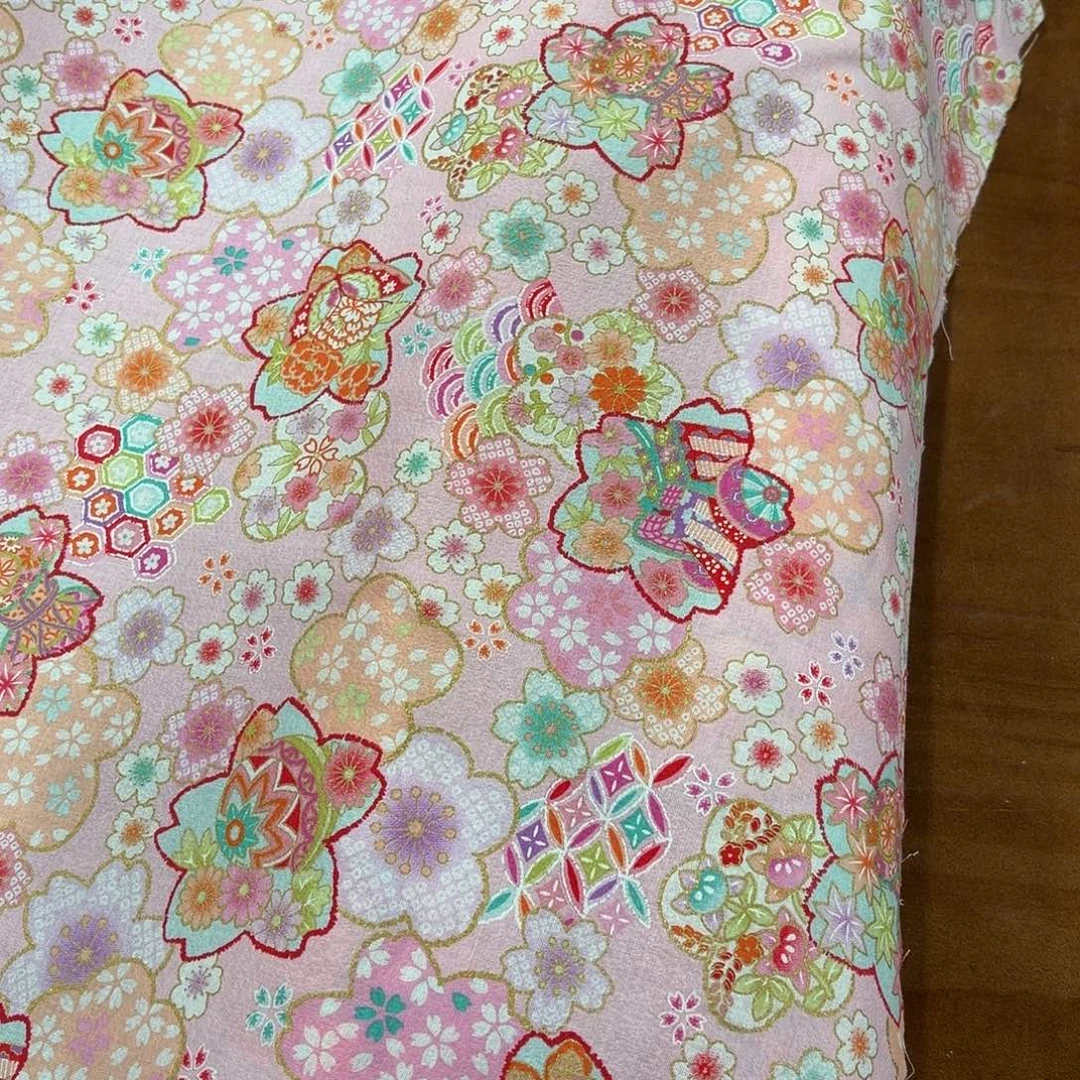 棉国现烫金和风樱花粉色一米