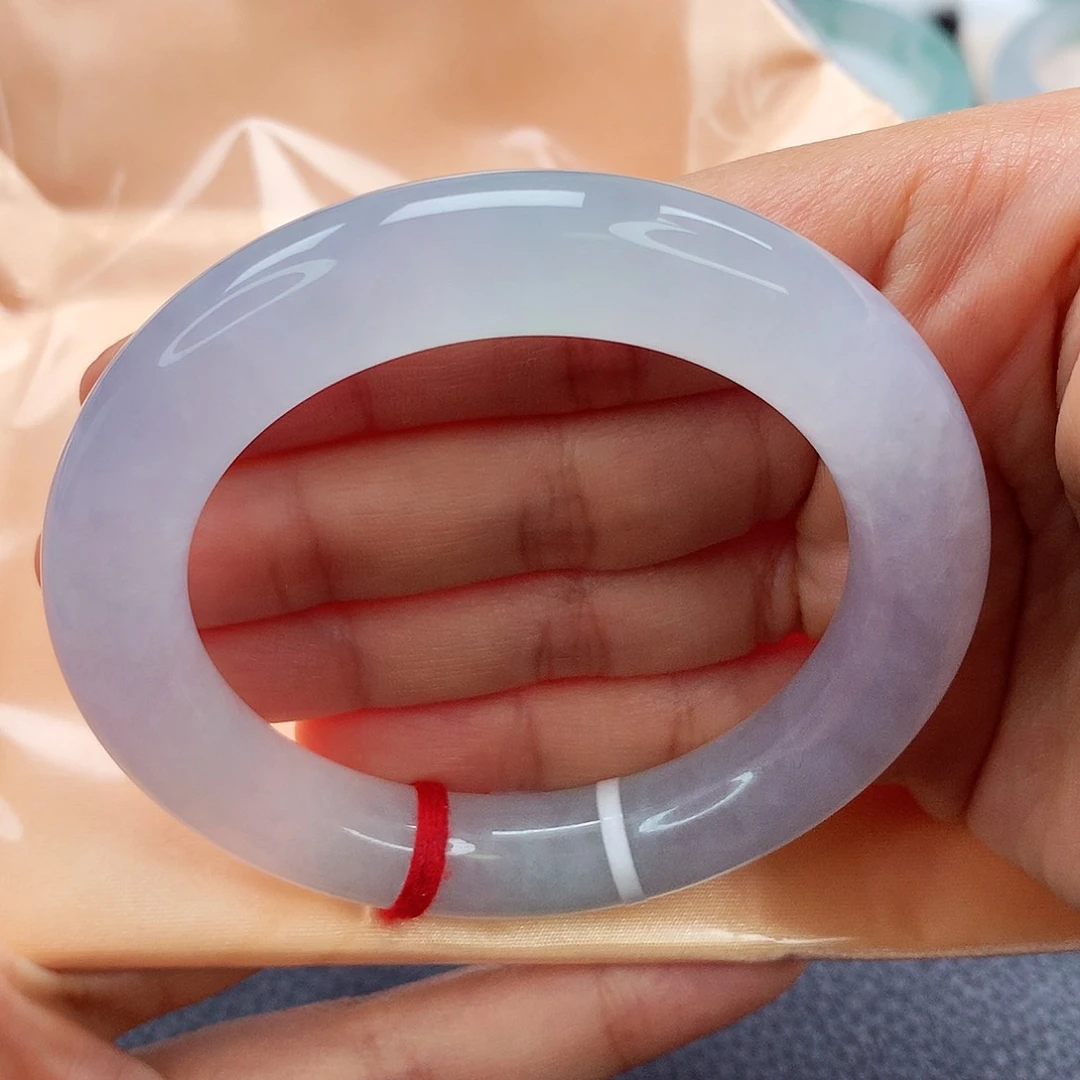 翡翠手镯未镶嵌53.5 白里透紫