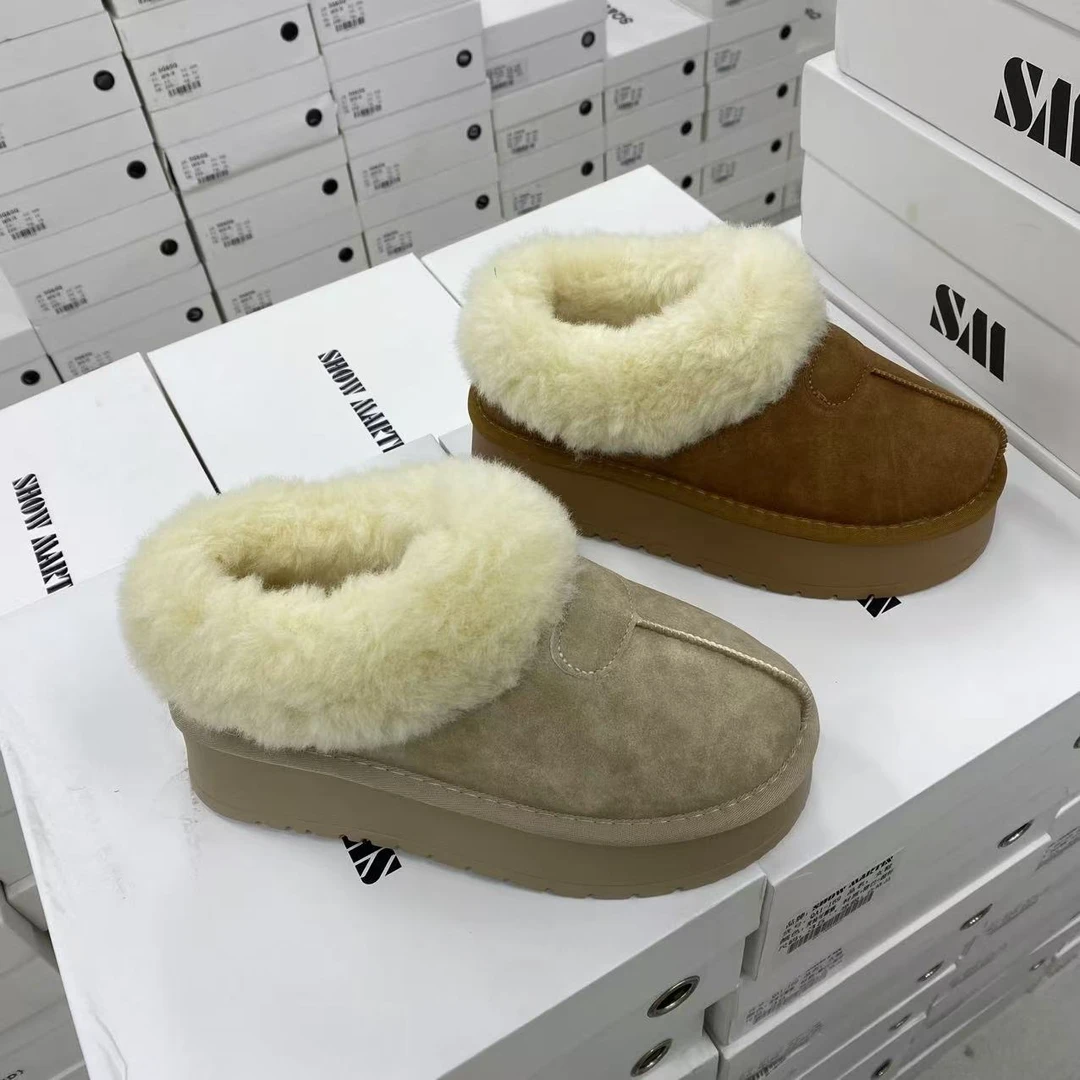6613轻厚底雪地靴女冬新款皮毛一体加绒棉鞋