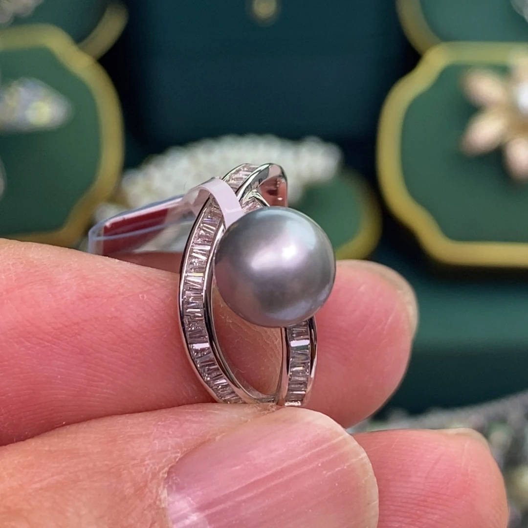 银S925镶嵌戒指海水珍珠