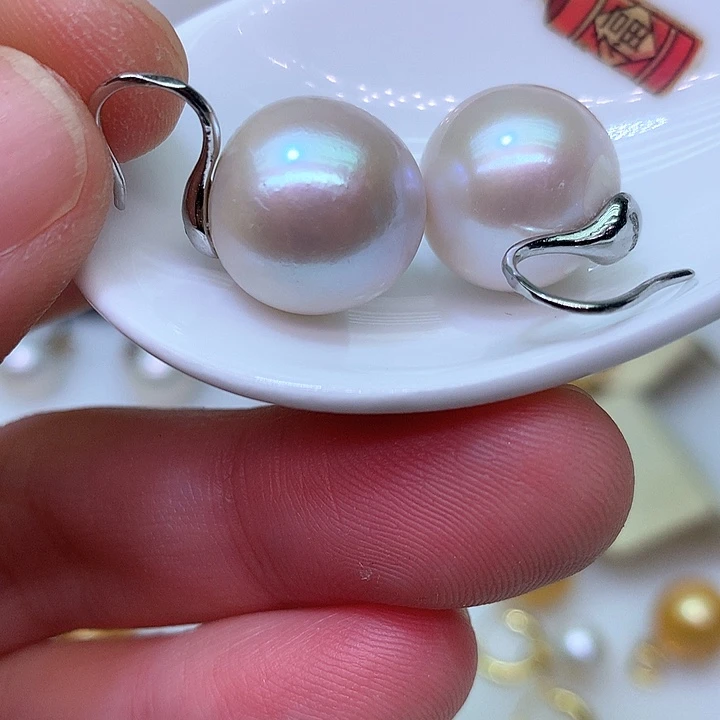 银S925镶嵌耳饰淡水珍珠
