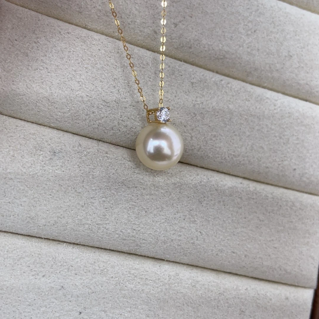 吊坠(赠链)18K金镶嵌海水珍珠9/10毫米