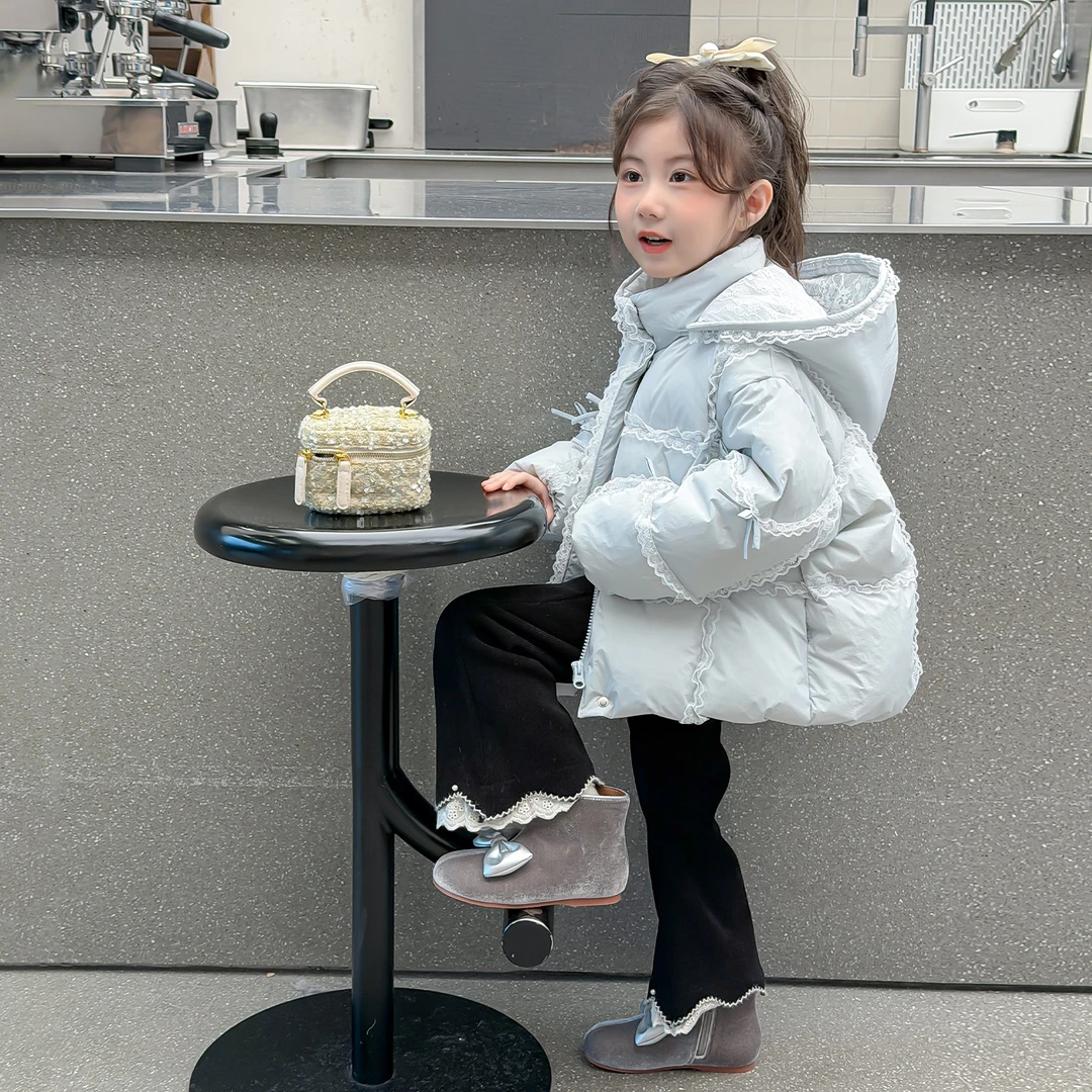 女童羽绒服白鸭绒冬装新款冬季加厚洋气连帽小女孩童装儿童厚外套