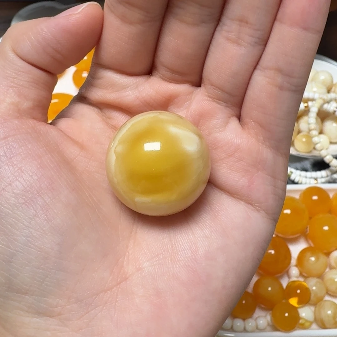 琥珀未镶嵌裸石蜜蜡圆珠