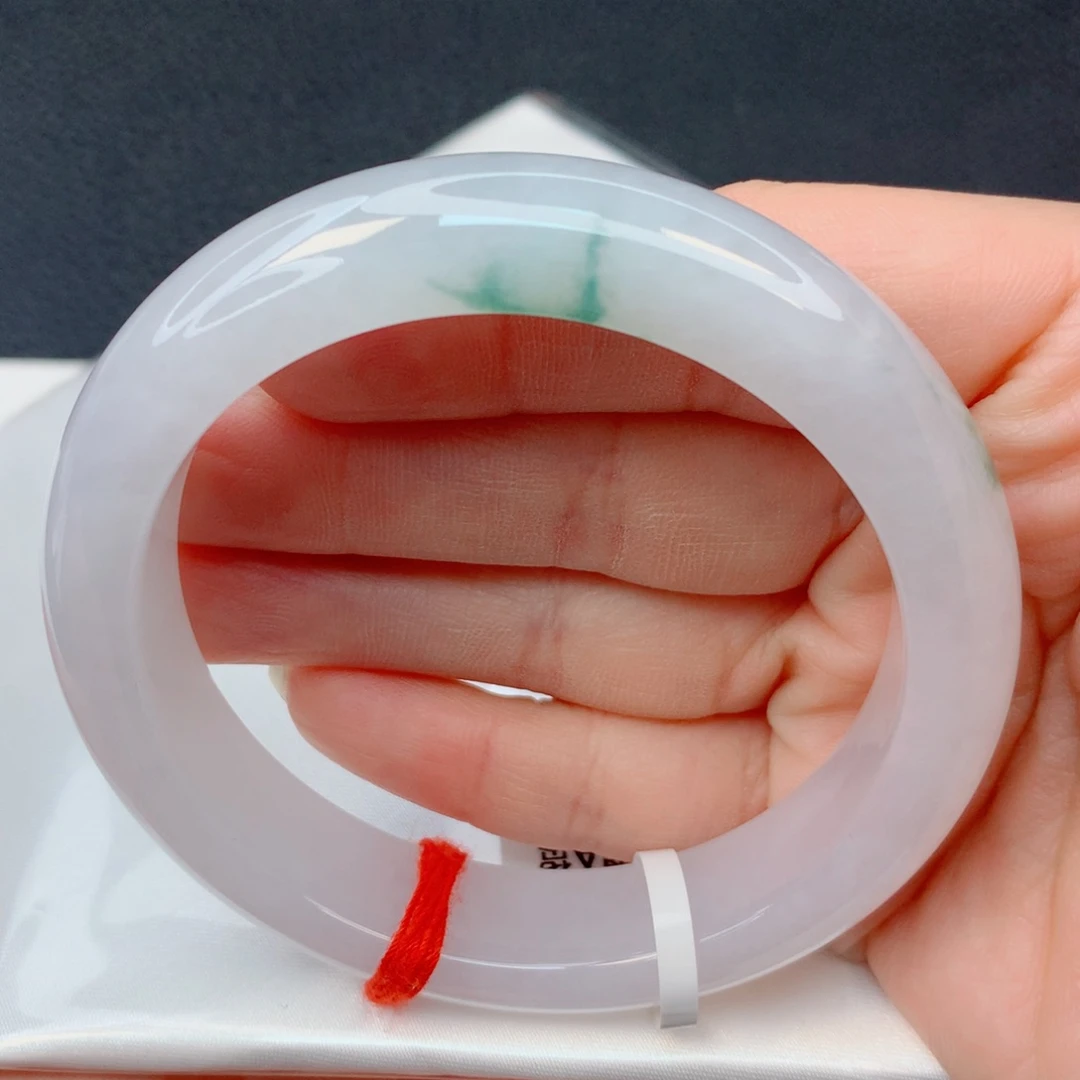 翡翠未镶嵌手镯55-56糯冰粉紫飘花 厚装