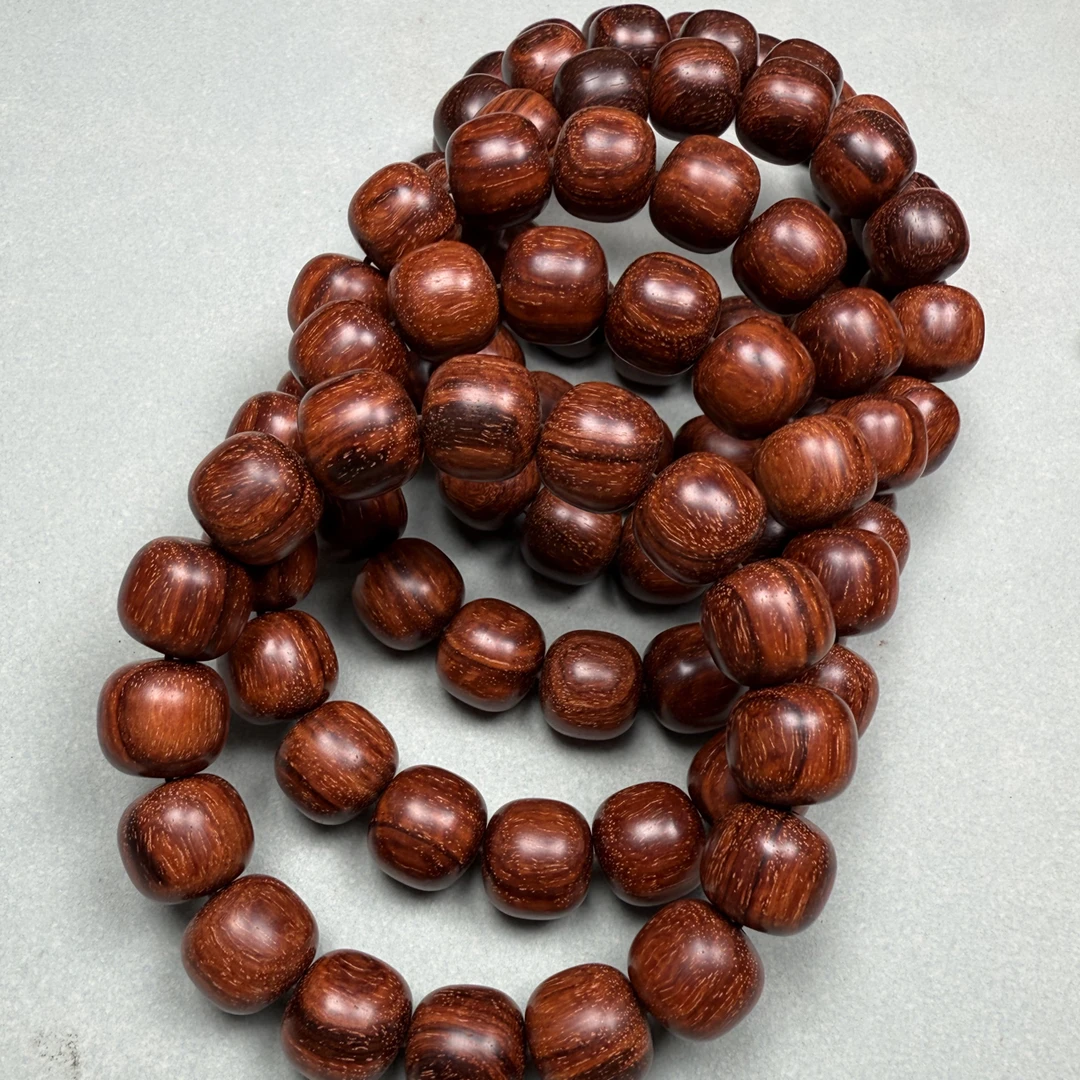 印度小叶紫檀13*14老型珠黑飘红琴料男女通戴