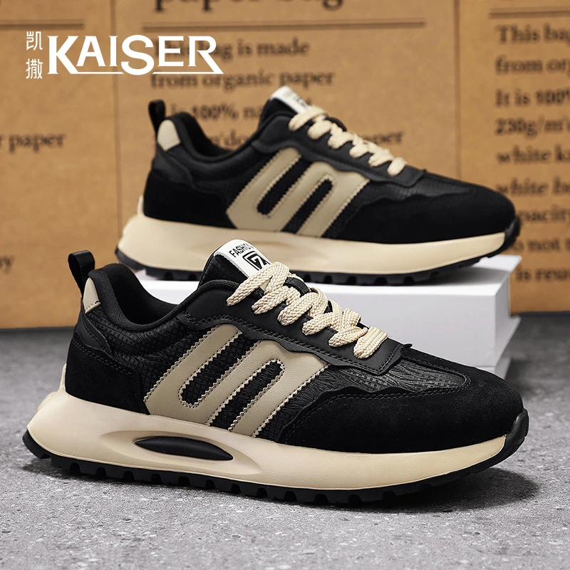 凯撒低帮男鞋秋季新款百搭舒适韩版休闲鞋男款耐磨时尚厚底阿甘鞋