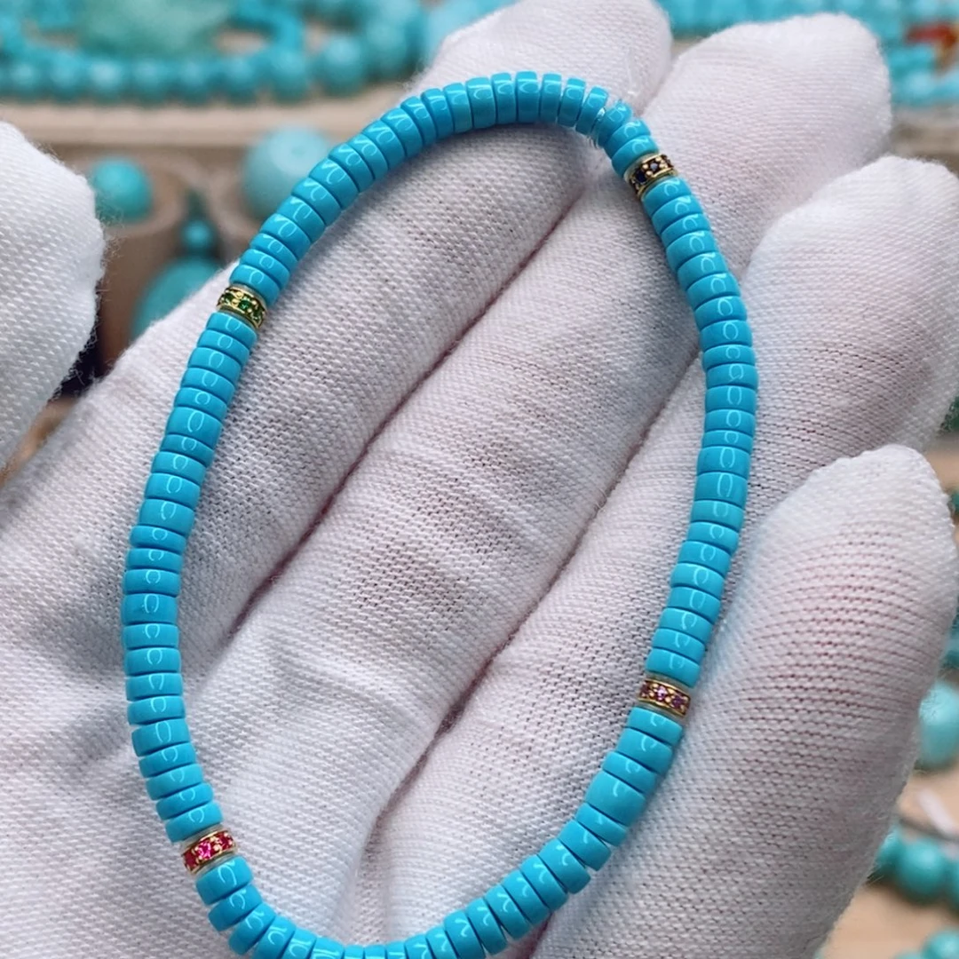 绿松石未镶嵌珠宝奇石3.8mm