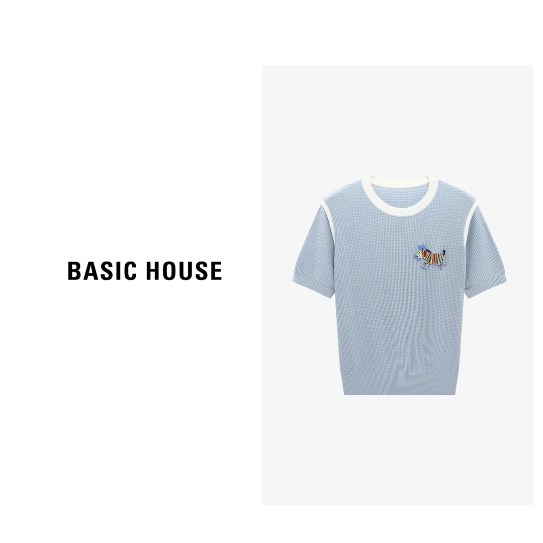 Basic House/百家好夏季休闲透气冰感时尚百搭针织衫-B0625B5U782