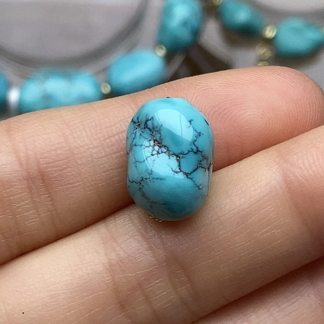 绿松石未镶嵌高瓷蓝水草纹随行