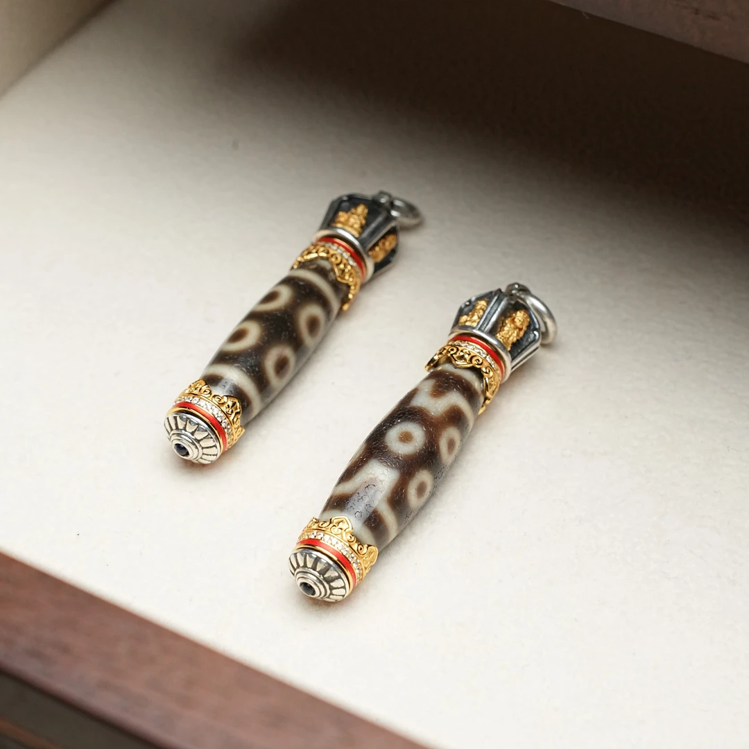 【观澜珠宝】七眼/八眼玛瑙单珠 S925银镀金 多样发其一 2180