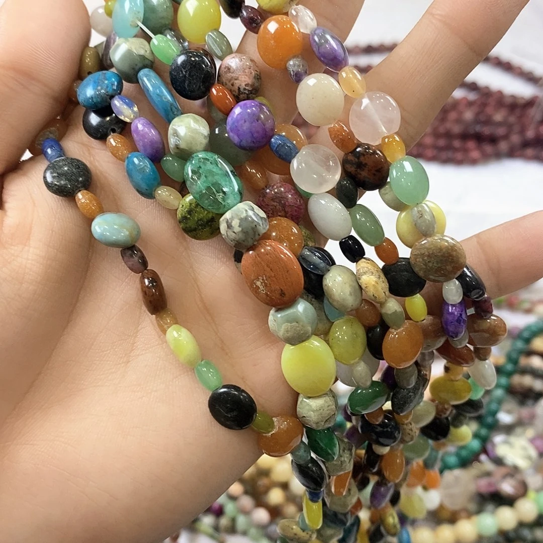 玛瑙/玉髓未镶嵌珠宝半成品一条天然混珠多宝A45