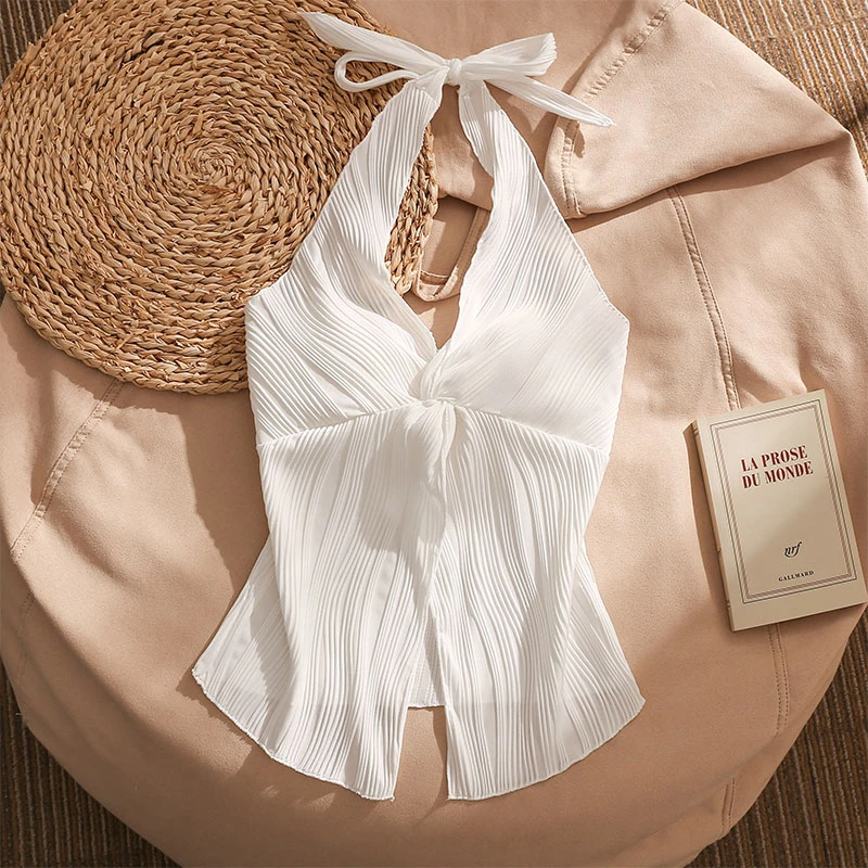 法式挂脖吊带背心女夏季外穿高级感2025新款性感纯欲辣妹露肩上衣