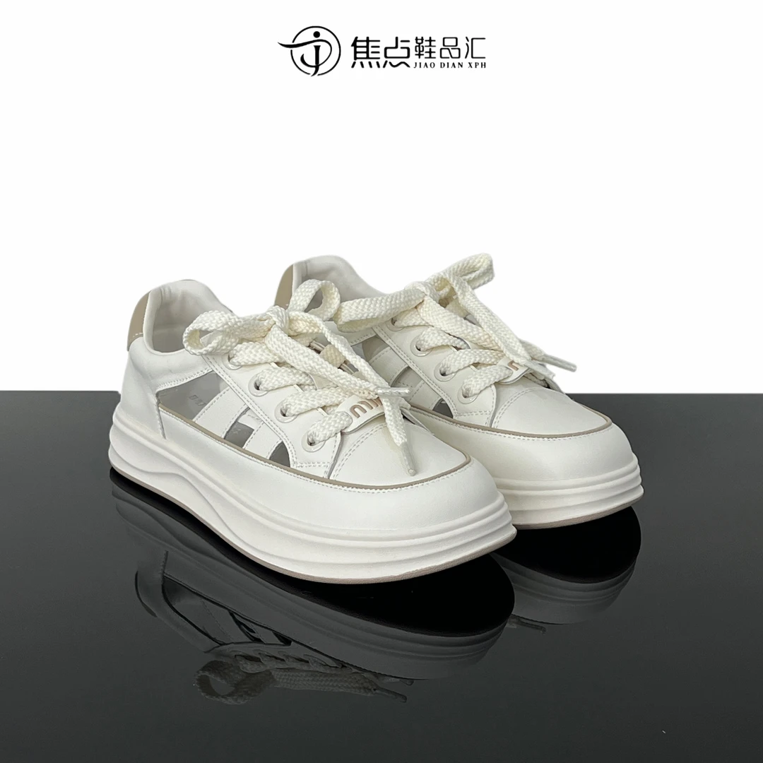 软底软面镂空透气小白鞋时尚百搭舒适不累脚厚底板鞋休闲鞋587-16