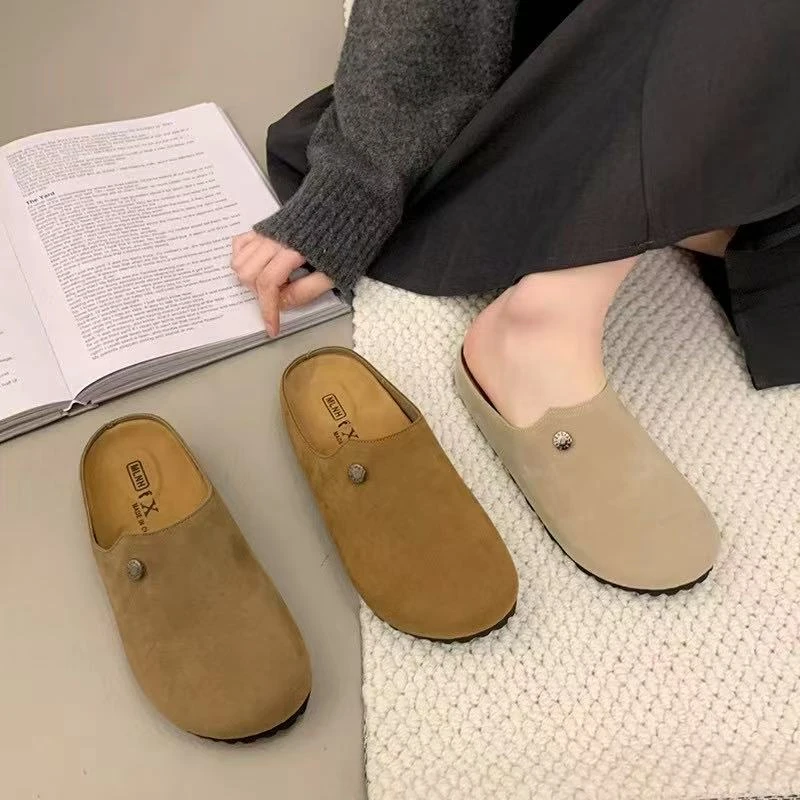 夏季新款博肯鞋厚底风一脚蹬平底懒人包头拖鞋907(勃肯包头拖)