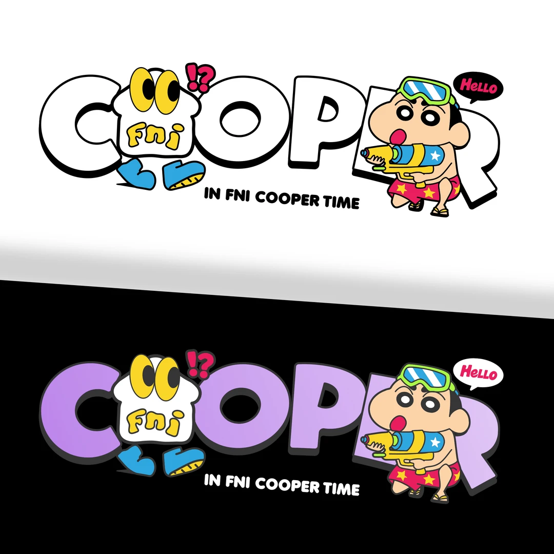 FNI Cooper系列（水枪小新）卡通趣味纯棉短袖男女同款t恤新款光变