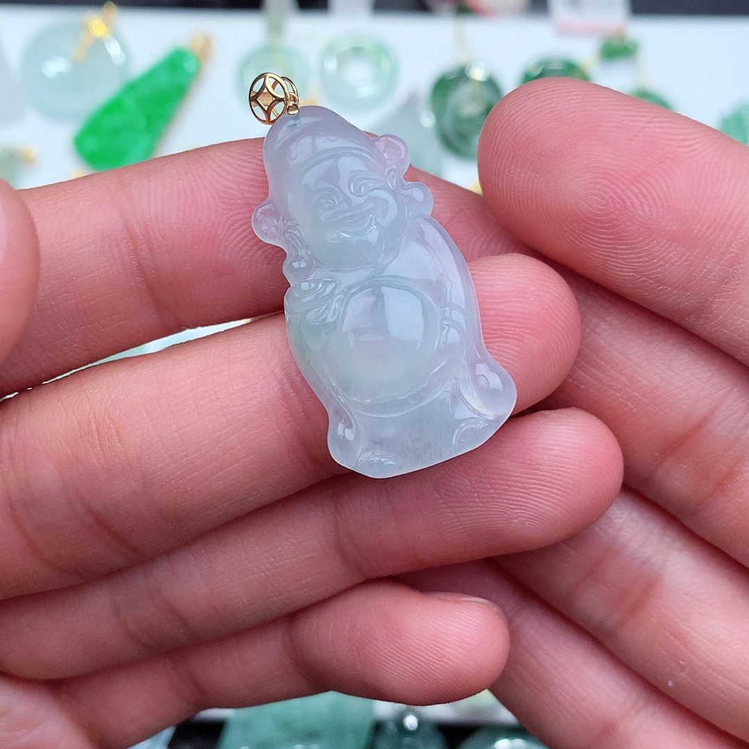 翡翠吊坠(不含链)18K金镶嵌