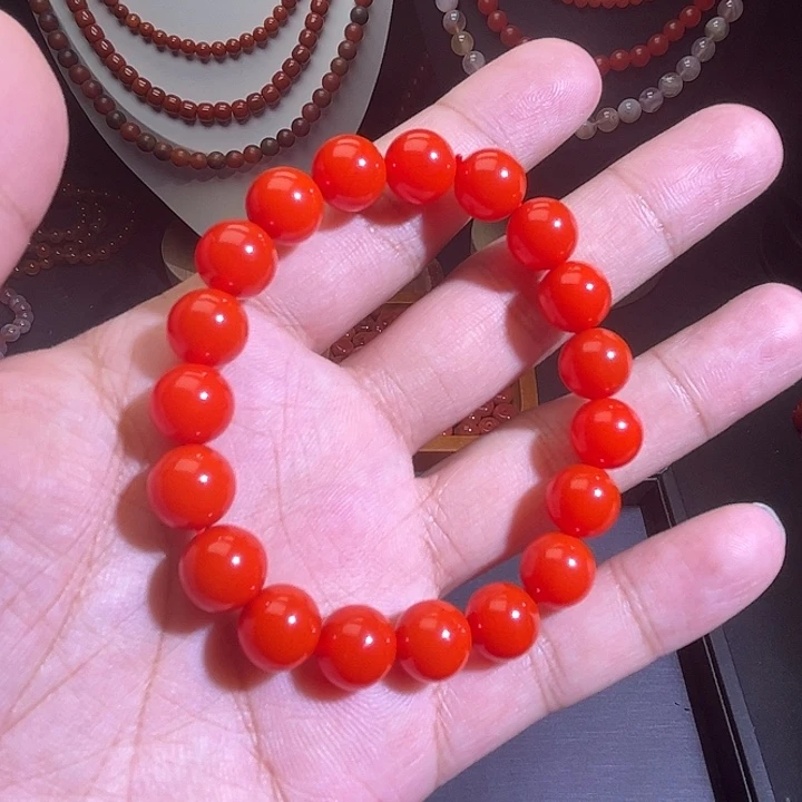 未镶嵌手链南红玛瑙10mm锦红