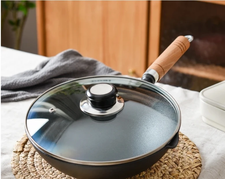 20口经单把纯铸铁炒锅